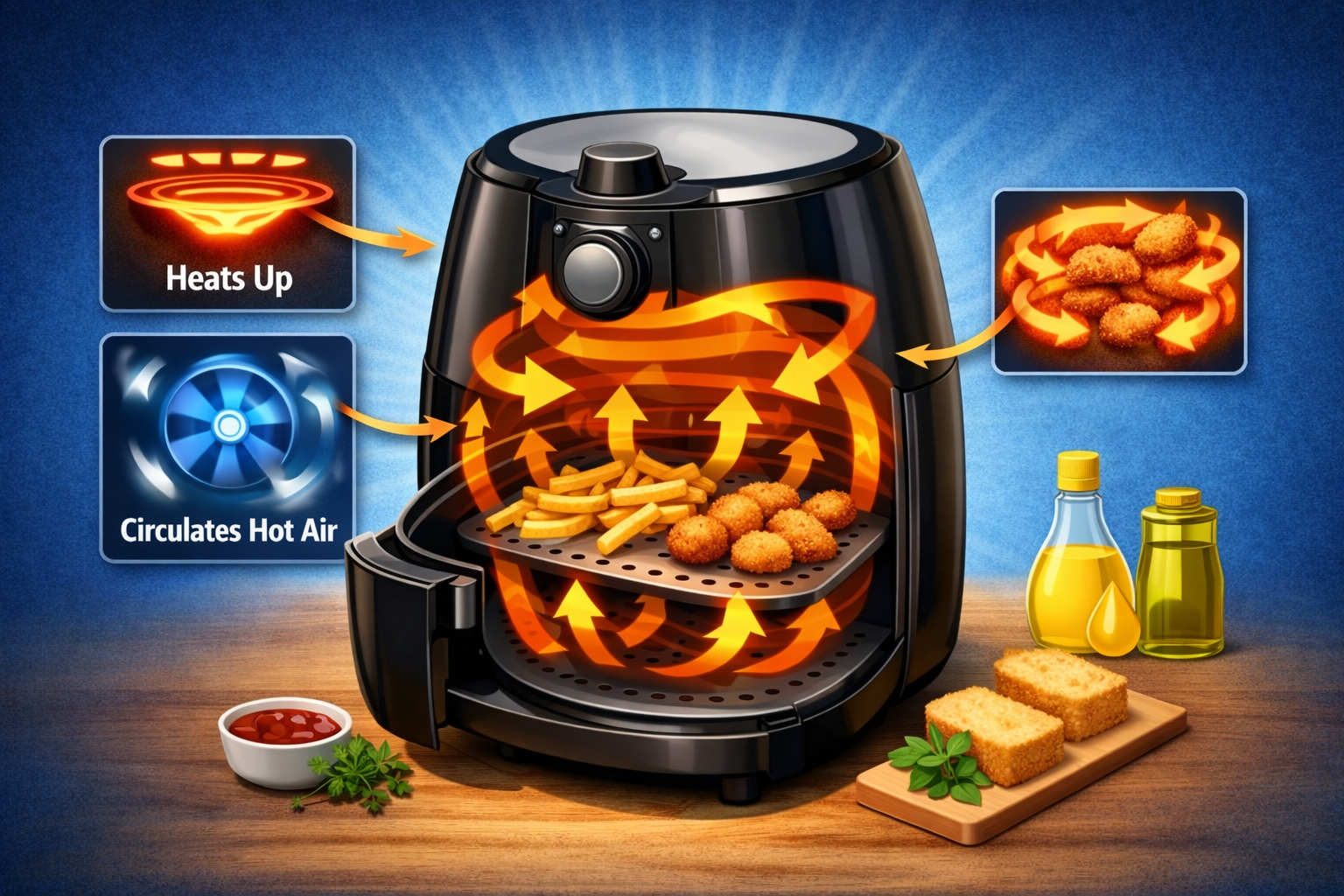 air fryer showing how it works