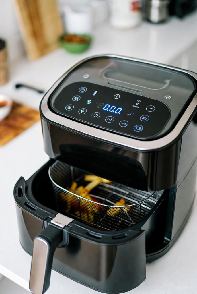Air fryer with the basket not fully closed