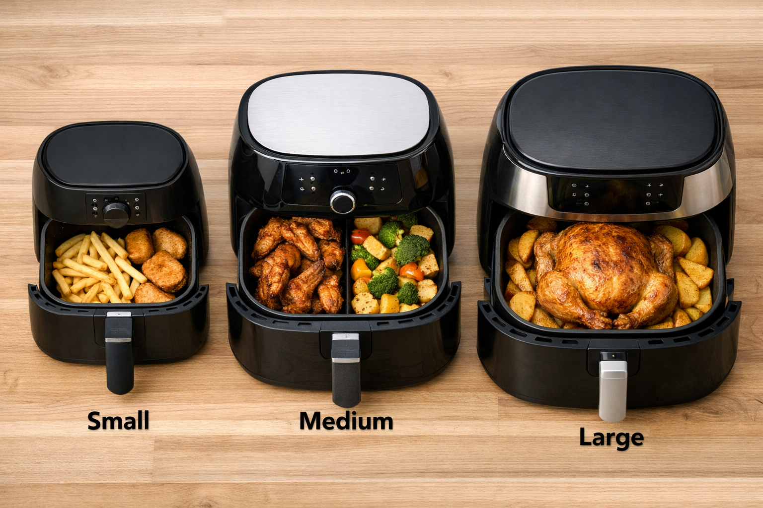comparison of air fryer basket sizes