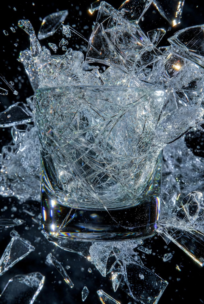 drinking glass explode
