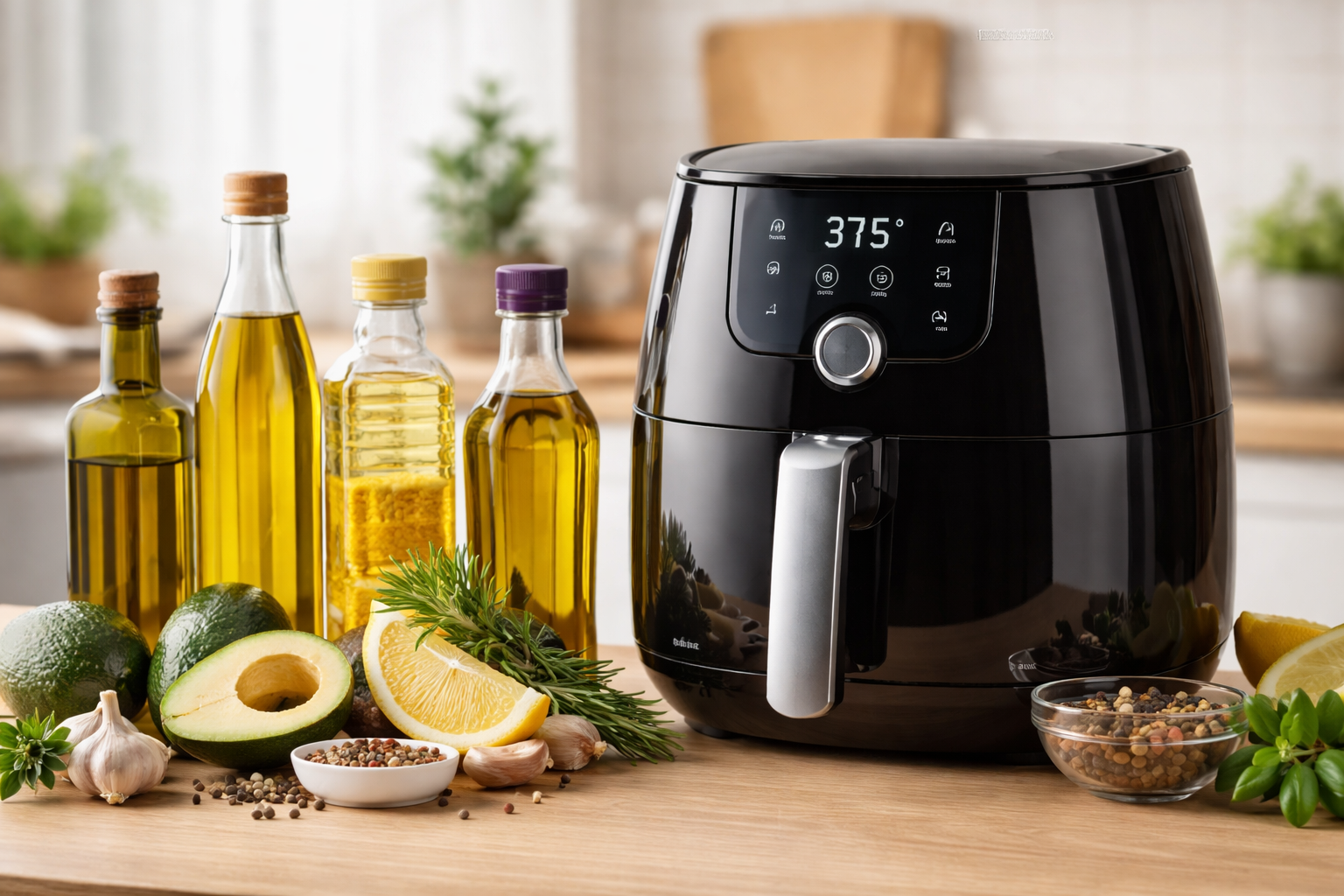 oils beside the air fryer